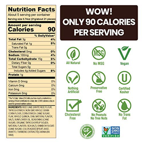 Drizzilicious Birthday Cake 4oz Single Pack | Mini Snack Chocolatey Rice Cakes | Vegan Air Popped Chia, Quinoa, Flax Snack