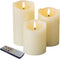 Eywamage Real Wick Wax Flameless Candles with Remote Set of 3, Electric LED Pillar Candles Battery Operated Ivory Timer Fake Candles, 3 Inch Diameter 4 5 6 Inch Tall