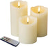 Eywamage Real Wick Wax Flameless Candles with Remote Set of 3, Electric LED Pillar Candles Battery Operated Ivory Timer Fake Candles, 3 Inch Diameter 4 5 6 Inch Tall
