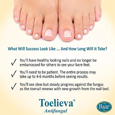 Baar Products - Toelieva Antifungal Liquid Solution - 25% Undecylenic Acid, Organic Olive Oil, Grapefruit Seed Extract - Maximum Strength - Fights Fungus Under & Around Toenails - 2 oz