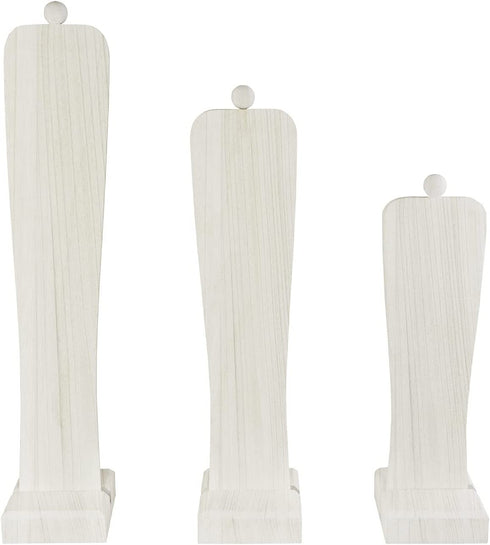 Mooca 3Pcs Wooden Freestanding Necklace Display Stand Holder with Multiple Height, 18 1/8" H, 15 1/4" H, 12 3/8" H, White Color