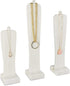 Mooca 3Pcs Wooden Freestanding Necklace Display Stand Holder with Multiple Height, 18 1/8" H, 15 1/4" H, 12 3/8" H, White Color