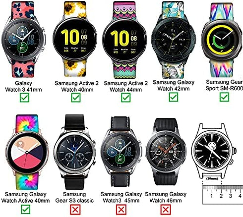 Compatible for Samsung Galaxy Watch 4 Classic 42mm 46mm,Galaxy Watch Active 2 40mm 44mm,Galaxy Watch 4 40mm 44mm Girls Women,20mm Quick Release Smart Watch Band for Watch 3 41mm/Watch 42mm/Gear Sport