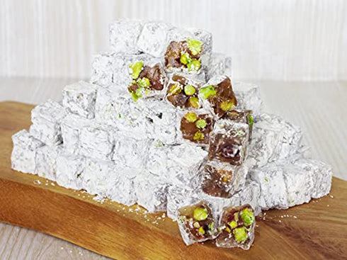 Cerez Pazari Turkish Delight Pistachio Candy Gourmet Premium Vegan Sweets Medium Gift Box 14.8oz | Sweet Luxury Traditional Confectionery Soft Candy Dessert Glucose Free Lokum (Loukoumi) | Apprx.42 Pcs