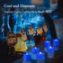 Homemory 24PACK Blue Tea Lights Candles, Flameless Flickering LED Candles Battery Operated, Navy Blue Tea Lights, Blue Base, Batteries Included