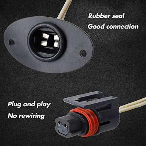 HERCOO LED License Plate Light Lens Rear Lamp Socket Wiring Harness Pigtail Black Housing Compatible with 1994 1995 1996 1997 1998 1999 2000 2001 2002 Dodge Ram 1500 2500 3500 Pickup Truck Step Bumper