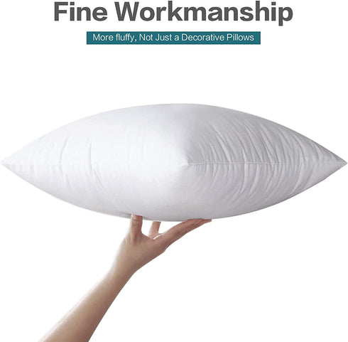 16x16 Pillow Inserts Set of 2 Outdoor Pillow Inserts Waterproof for Couch Small Lumbar Throw Pillow Insert White Square Sofa Pillows