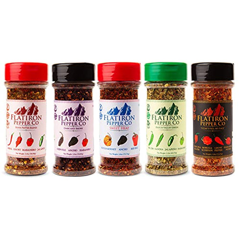Flatiron Pepper Co, Dark and Smoky Premium Smoked Chile Flakes. Chipotle - Ancho - Habanero