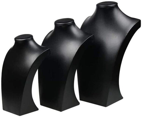 Black PU Leather Jewelry Necklace Stand Pendants Display Bust Choker Holder Jewellery Rack Show 3 Options Model (Hight 30cm)