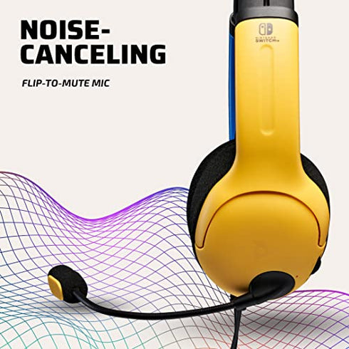 PDP Gaming LVL40 Stereo Headset with Mic for Nintendo Switch - PC, iPad, Mac, Laptop Compatible - Noise Cancelling Microphone, Lightweight, Soft Comfort On Ear Headphones, 3.5mm jack - Yellow & Blue