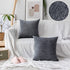 Home Brilliant Square Throw Pillows Cover Supersoft Chenille Velvet Plush Stripes Cushion Covers Decorative, 2 Packs, 18x18 inches (45cm), Dark Grey