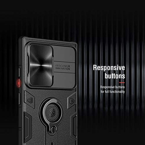 Samsung Galaxy Note 20 Ultra 5G Case with Ring Kickstand and Camera Lens Cover, CamShield Armor Shockproof PC & TPU Bumper Hybrid Protective Cover (Black,Note 20 Ultra/Note 20 Ultra 5G)