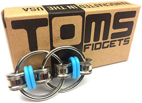 Tom's Fidgets Original Flippy Chain Fidget Toy - Perfect for ADHD, Anxiety, and Autism - Bike Chain Fidget Stress Reducer for Adults and Kids - Blue
