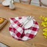Burgundy Red & White Cotton Buffalo Check Round Placemat, Set of 4, 15 Inch eco-Friendly Fabric Handcrafted Machine Washable Indoor & Outdoor Tablemat