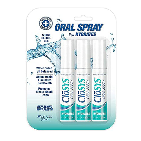CloSYS Oral Breath Spray, 0.31 Ounce (3 Count), Mint, Sugar Free, pH Balanced, Fights Bad Breath