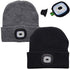 LED Lighted Beanie Cap, Rechargeable 4 LED Head Lamp Hat, Winter Warm Cycling Hunting Knitted Hat LED Lighted Cap Led Stocking Caps Hat Cap Hands Free Unisex Lighted Beanie Cap (2 Pack)