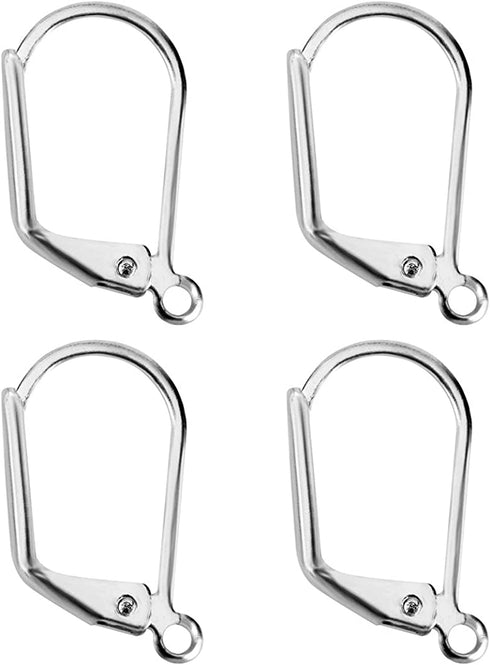 100pcs Hypoallergenic Earring Hooks, Leverback Earwire, Sterling Silver Plated Brass CF195-19mm Long