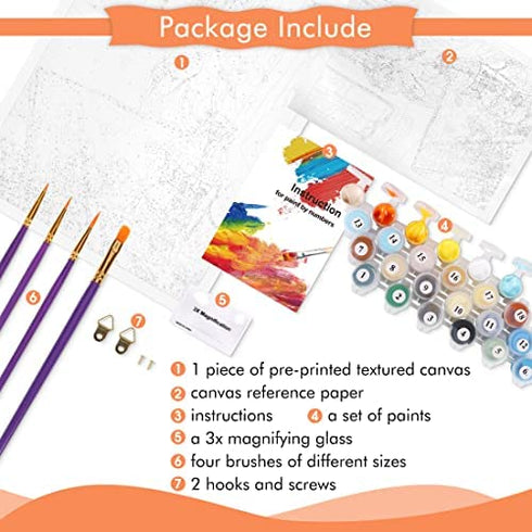 Toudorp Paint by Numbers Kits 16x20 inches Canvas Painting for Adults Beginner and Kids with Acrylic Paints and Brushes - The Sweet Horse Couple (Without Frame)