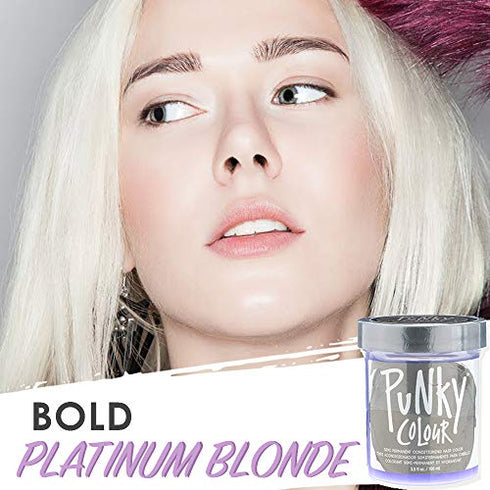 Punky Platinum Blonde Toner Semi Permanent Conditioning Hair Color, Non-Damaging Hair Dye, Vegan, PPD and Paraben Free, lasts up to 25 washes, 3.5oz