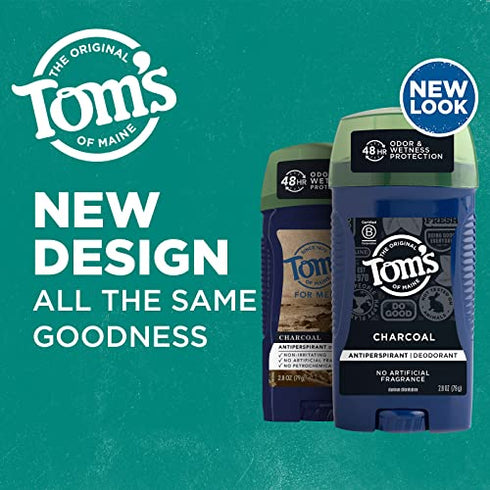 Tom's of Maine Natural Charcoal Antiperspirant Deodorant for Men, 2.8 Oz. 3-Pack (Packaging May Vary)