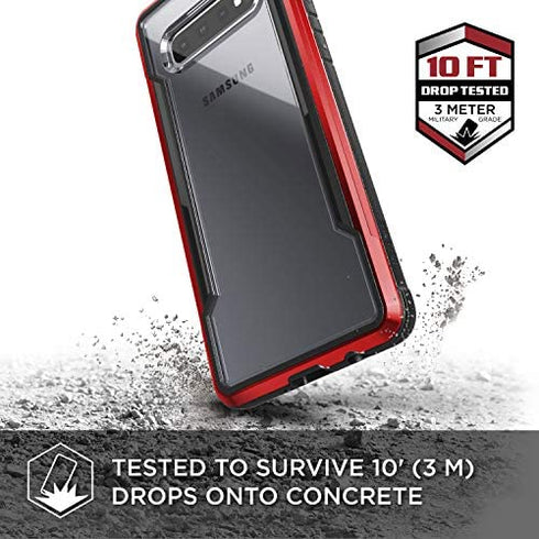 Raptic Shield, Samsung Galaxy S10 (Formerly Defense Shield) - Military Grade Drop Tested, Anodized Aluminum, TPU, and Polycarbonate Protective Case, Samsung Galaxy S10, Red