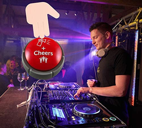 Airhorn Can Sound Button with Applause and Cheers, Funny Easy Button, Noise Maker Buzzer for Office, Sporting Event, Dance Party, Fun Classroom, Desk Toy, Gag Birthday Gift, Gadget for Teens, DJ HYPE