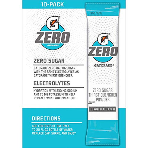 Gatorade - Sports Drinks G Zero Powder Packets Glacier Freeze, 0.10 Ounce(Pack of 10)