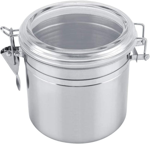Food Storage Jar, Stainless Steel Coffee Container Airtight Sealed Food Storage Canister with Hinged Lid for Sugar Candy Tea Bean Spices Nuts Cereal or Snacks(1100ml)