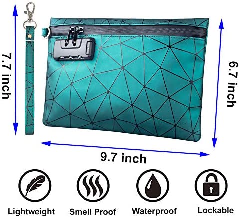Smell Proof Bags with Combination Lock, 6"x 9" Smell Proof Pouch Container, Odor Proof Stash Bag for Travel - Keeps Scents Locked - Hide Odor and Scent?Green?