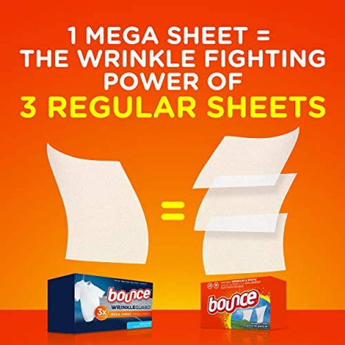 Bounce Wrinkle Guard Dryer Sheets - Outdoor Fresh - Mega Sheet - 20 Count Sheets Per Box - Pack of 2 Boxes