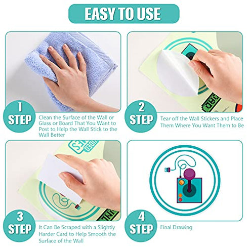 4 Sheets Gamer Wall Sticker Glow in The Dark Gamer Wall Decals Boy Children Video Game Room Decor Gaming Controller Wall Stickers Removable Wall Art for Kids Men Playroom Living Room