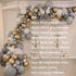 155Packs DIY Grey Balloons Garland Arch Kit-White-Chrome Metallic Gold Balloons for Wedding Birthday Party Baby Shower Decoration