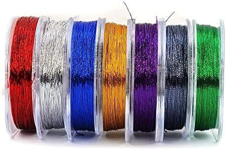 MNFT 7Pcs 50m/ Spool Metallic Guide Wrapping Lines DIY Fishing Line Thread Strong Nylon for Rod Building 7 Colors Rod Building Wrapping Thread (Solid Color, 50)
