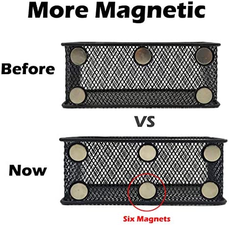EASEPRES Magnetic Pencil Holder Set of 3 - Black Wire Mesh Storage Baskets Organizer with Strong Magnets - Perfect for Whiteboard, Refrigerator and Locker Accessories