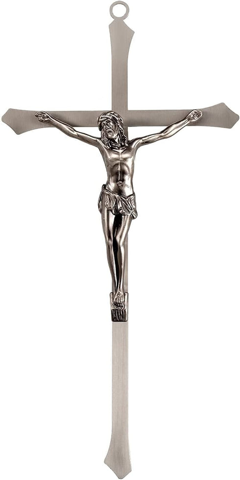 ACHIBANG Crucifix Wall Cross, Metal Hanging Crosses for Room Decor/ Catholic Crucifixes Gifts, 10 Inch