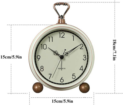 Maxspace Alarm Clock, Retro Non-Ticking Table Clock Battery Operated Small Alarm Clock with Quartz Analog, Desk Clock for Bedrooms Living Room Decor Kids (White)