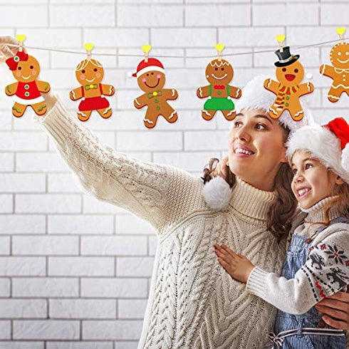 Winter Christmas Mini Gingerbread Cut-Outs Versatile Classroom Decoration Gingerbread Cut-Outs with Glue Point Dots for Winter Bulletin Board Classroom School Christmas Party, 5.9 x 5.9 Inch (40 Pcs)