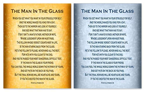 The Man in the Glass Poem by Peter Dale Wimbrow Sr Inspirational Home Decor Office Dad Grad Gift 8x10 Print (Blue)