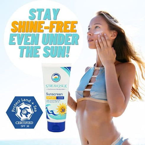 SPF 30 Mineral Sunscreen Biodegradable & Reef Safe Sunscreen | 1 Fl oz Travel Size Pack of 3 | Non Greasy & Moisturizing Mineral Sunscreen For Face and Body Protection Against UVA & UVB by Stream2Sea