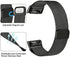 Tobfit Metal Band Compatible with Fitbit Charge 5 Bands for Women Men, Magnetic Clasp Stainless Steel Mesh Loop Strap (Black & Space Gray)