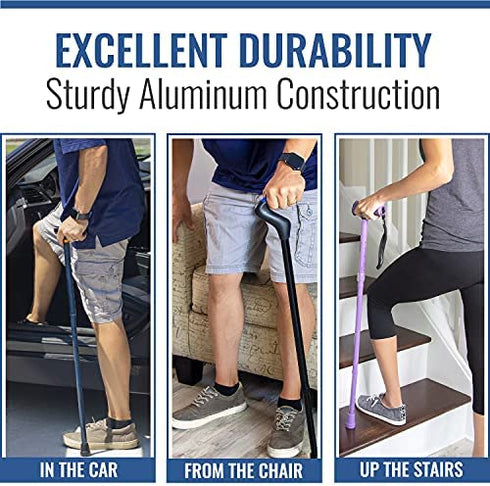 DMI Lightweight Aluminum Adjustable Walking Cane with Derby-Top Handle for Men and Women, FSA HSA Eligible