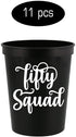 Veracco Fifty AF 50 Years Stadium Party Cup 50th Birthday Gift Fifty Squad and Fabulous Party Favors Decorations Funny Birthday Gag Gifts For Him Her (White/Black, 12)