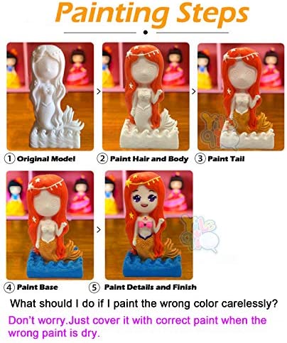 Yileqi Paint Your Own Mermaid Painting Kit, Mermaid Toys Paint Mermaid Crafts and Arts Set for Girls Ages 4 5 6 7 8 9 10 Years Old, Non Ceramic & Non Fragile, Kids Piggy Banks Birthday Gift