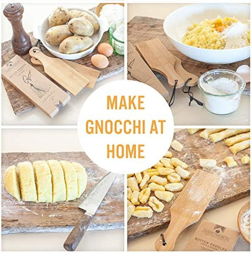Gnocchi Boards and Wooden Butter Paddles to Easily Create Authentic Homemade Pasta and Butter Without Sticking - Set of 2 Makers - 9.5 inches