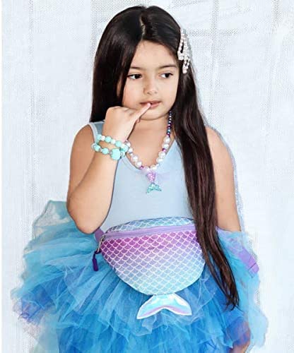 mibasies Mermaid Kids Fanny Pack Waist Bag for Girls Toddler Purse with Belt