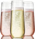 24 Pack Stemless Plastic Champagne Flutes 9 Ounce | Unbreakable Disposable Clear Toasting Glasses | Shatterproof Recyclable for Wedding/Party (PET)