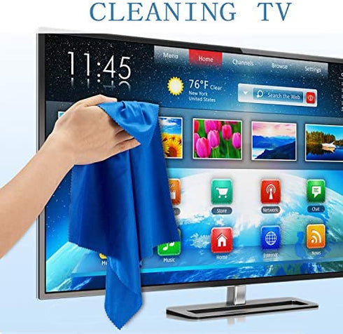 12 Pieces Extra Large Microfiber Cleaning Cloths 12 x 12 inch Oversized Lens Cleaning Cloths for Cleaning All Electronic Device Screens Eyeglasses Delicate Surfaces (Black, White, Gray, Royal Blue)