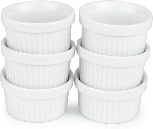 Kÿchen Mini Ramekins 1 oz. 30 ml|Microwave & Oven Safe, Porcelain Souffle Dish, Dipping Sauce, & Small Dessert Cups| 6 Count