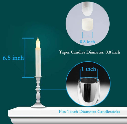 Raycare LED Flameless Taper Candles Battery Operated with Remote, Flameless Taper Window Candles Flickering Warm White Light, Set of 12 Fake Candles for Halloween, Christmas, Wedding