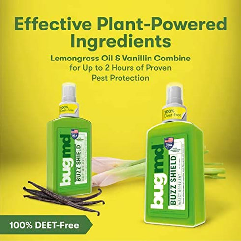 BugMD Buzz Shield - Mosquito Repellent Outdoor Spray for Body, Insect Repellent, Tick Repellent for People, DEET Free Bug Spray, Mosquito Repellent Spray, Bug Spray for Kids